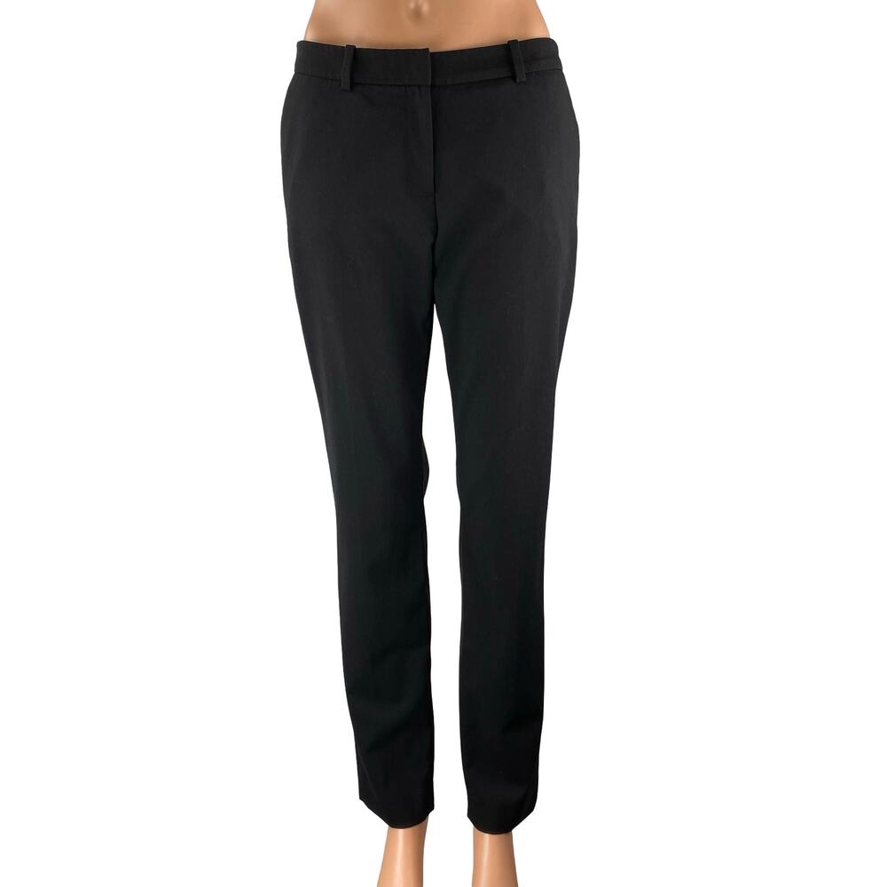 H&M Women's Black Mid Rise Slim Straight Career Business Trousers Pants Size 6